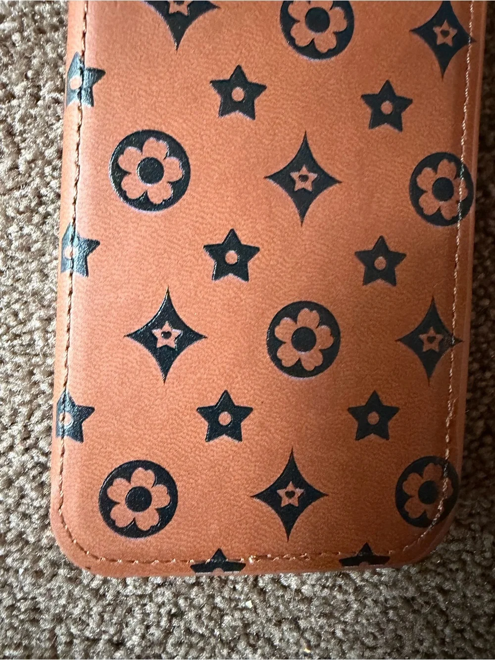 Brown Faux Louis Vuitton Pattern I Phone 14/13 Case